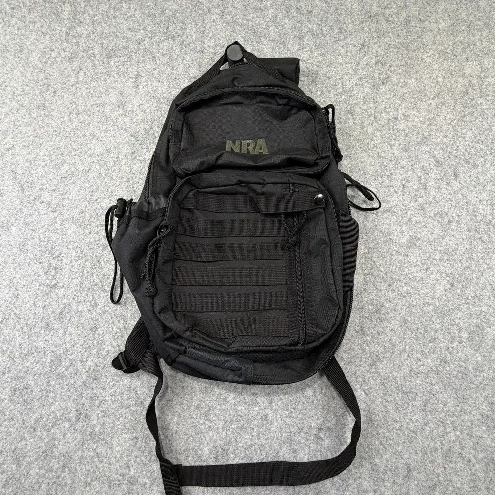 NRA Tactical Sling Backpack Black Molle Canvas One Strap Bag